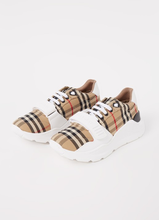 Burberry Regis sneaker met kalfsleren details - detail 3 beige