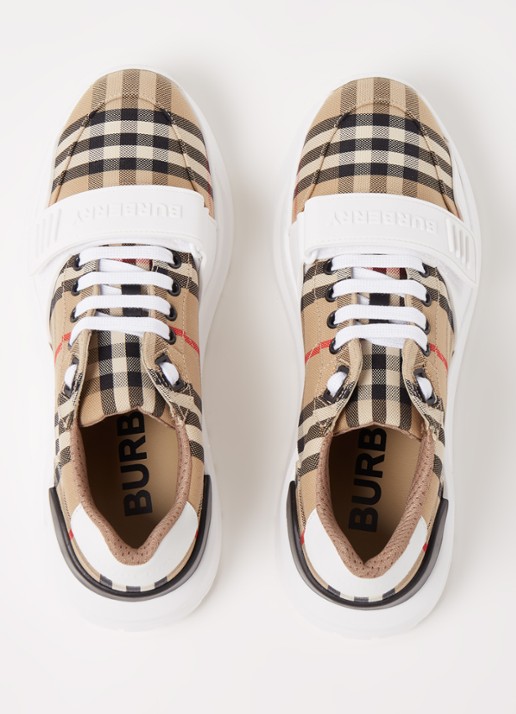 Burberry Regis sneaker met kalfsleren details - detail 5 beige