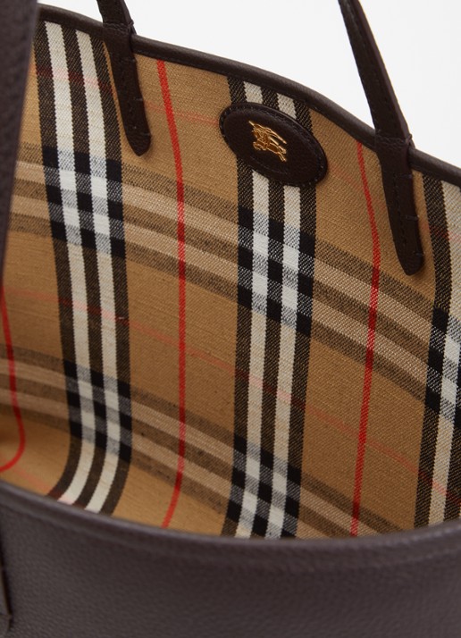 Burberry Reversible Bloomsbury Tote M schoudertas van kalfsleer - detail donkerbruin
