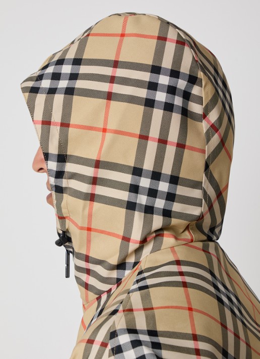 Burberry Reversible windjack met ruitdessin en capuchon - detail 5 zand
