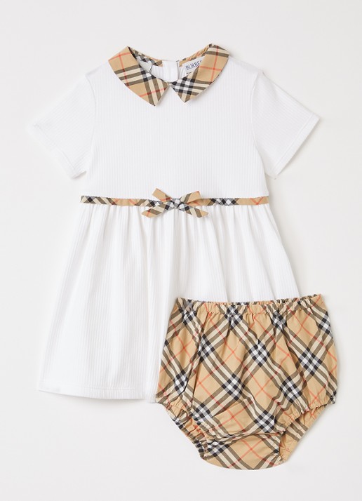 Burberry Ribgebreide jurk met kraag