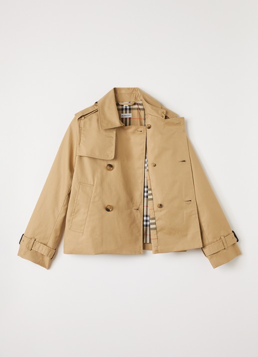 Burberry Rosie trenchcoat met strikceintuur - voorkant 3 zand