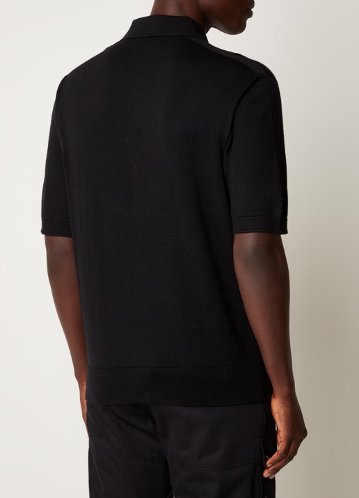 Burberry Rowanson regular fit fijgebreide polo in zijdeblend - achterkant zwart