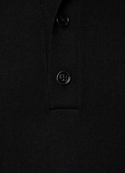 Burberry Rowanson regular fit fijgebreide polo in zijdeblend - detail 5 zwart