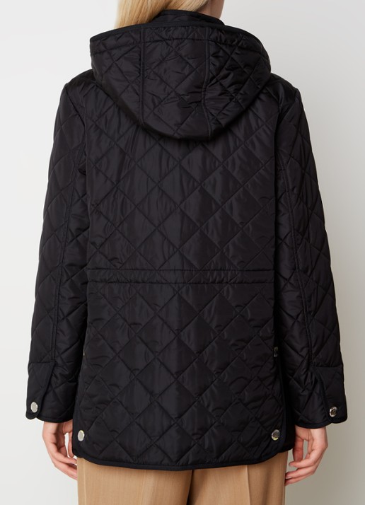 Burberry Roxbugh gewatteerde jas met afneembare capuchon en quilt patroon - achterkant 6 zwart