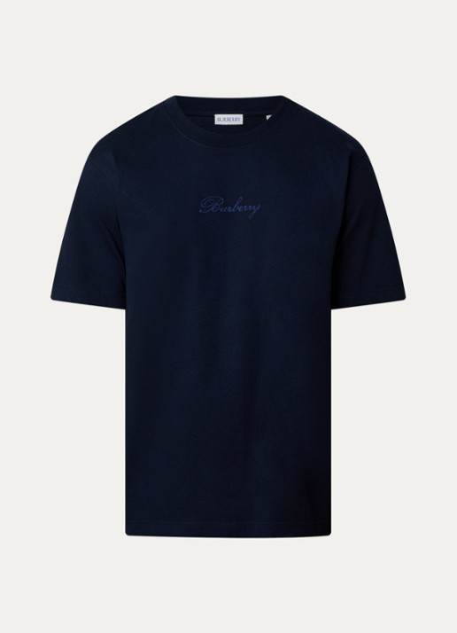Burberry Ryan T-shirt met logoborduring - voorkant 4 donkerblauw