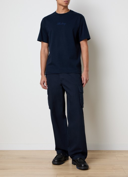 Burberry Ryan T-shirt met logoborduring - voorkant 5 donkerblauw