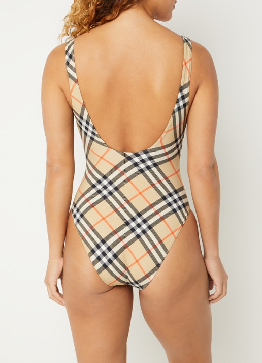 Burberry Sabina badpak met ruitdessin - achterkant 5 zand