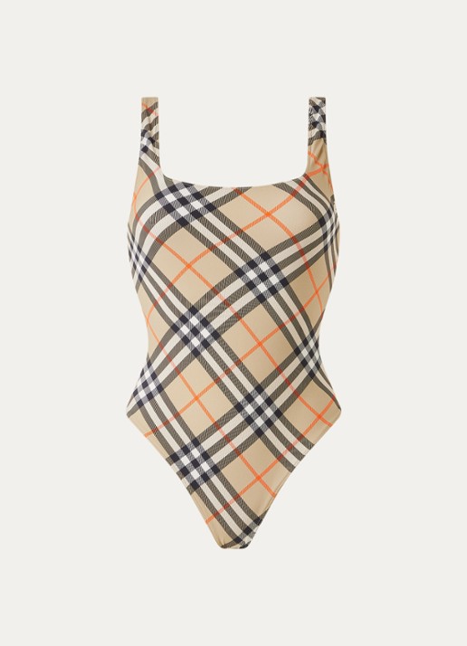 Burberry Sabina badpak met ruitdessin - voorkant 3 zand