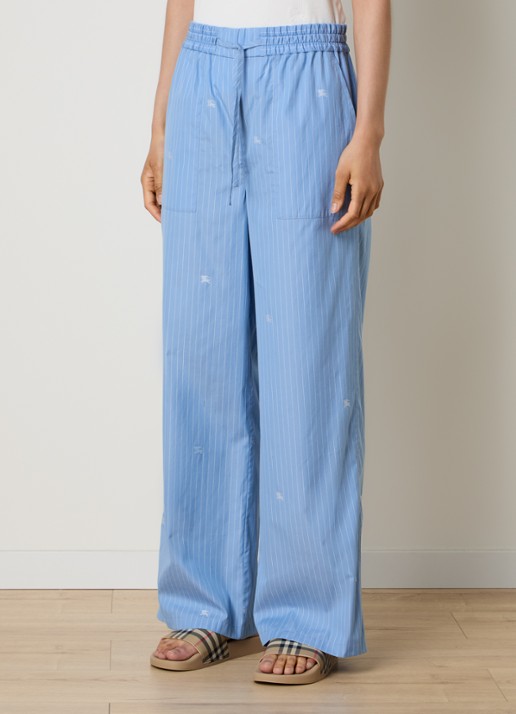 Burberry Sandrine mid waist wide fit broek met logoprint