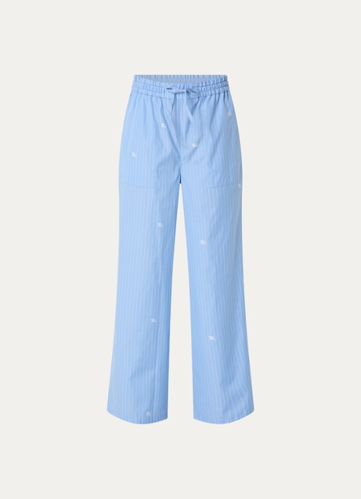 Burberry Sandrine mid waist wide fit broek met logoprint - voorkant 2 blauw