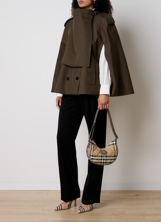 Burberry Schoudertas met logo en quilt patroon  - voorkant 2 zand