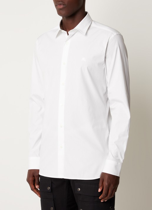 Burberry Sherfield slim fit overhemd met stretch  - detail 3 wit