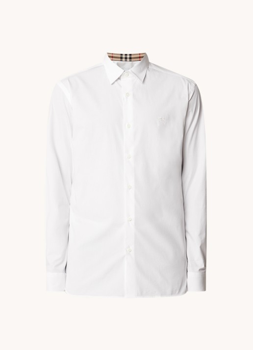 Burberry Sherfield slim fit overhemd met stretch  - voorkant wit