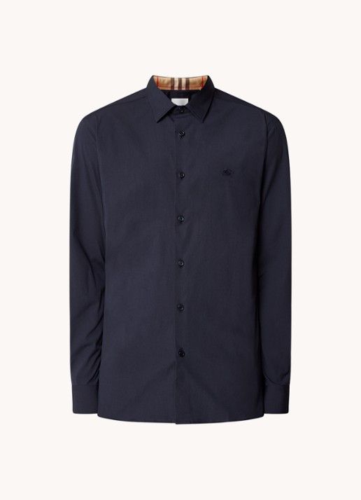 Burberry Sherfield slim fit overhemd met stretch  - voorkant 4 donkerblauw
