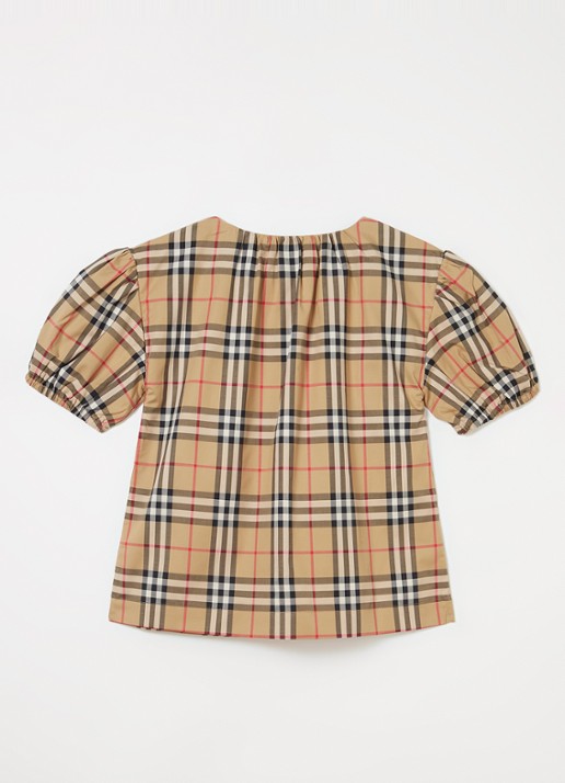 Burberry Sheryl blouse met ruitdessin - achterkant beige