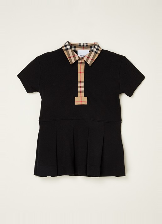 Burberry Sigrid blousejurk met polokraag - voorkant zwart