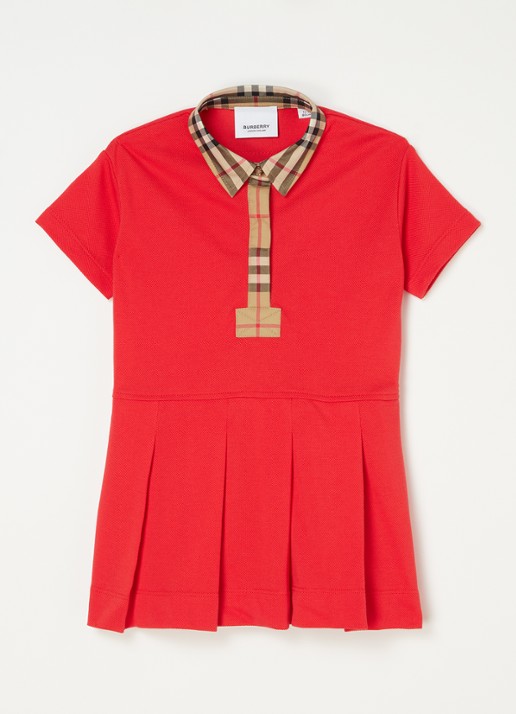 Burberry Sigrid blousejurk met polokraag - voorkant 4 steenrood