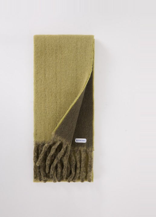 Burberry Sjaal in alpaca wolblend 185 x 20 cm - voorkant mosgroen