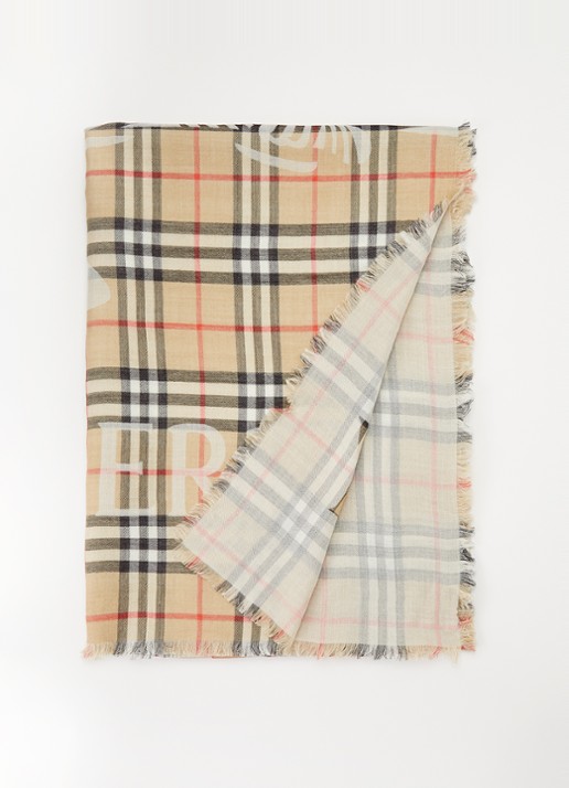 Burberry Sjaal in zijdeblend met ruitdessin 200 x 70 cm
