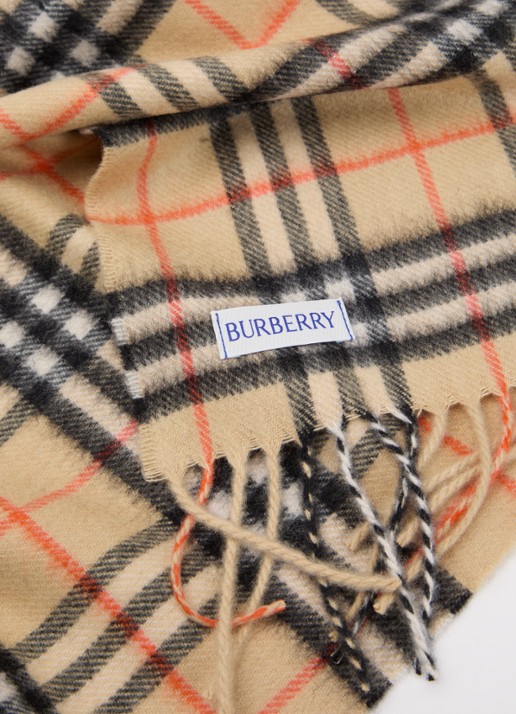 Burberry Sjaal van kasjmier met ruitdessin 125 x 25 cm - detail zand