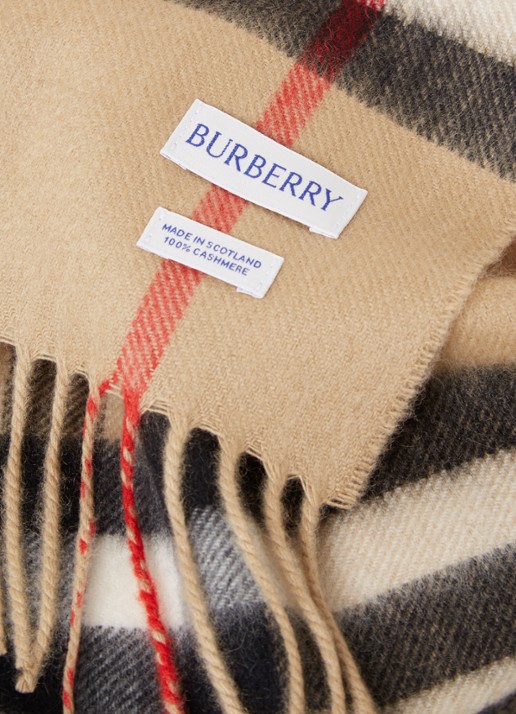 Burberry Sjaal van kasjmier met ruitdessin 170 x 30 cm  - detail 3 beige
