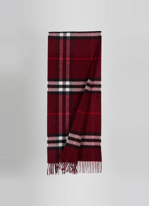 Burberry Sjaal van kasjmier met ruitdessin 170 x 30 cm  - detail donkerrood
