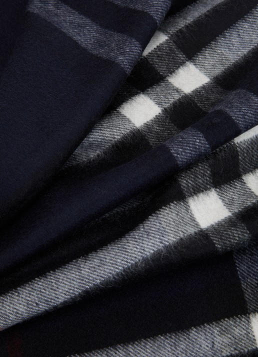 Burberry Sjaal van kasjmier met ruitdessin 170 x 30 cm  - detail 3 donkerblauw