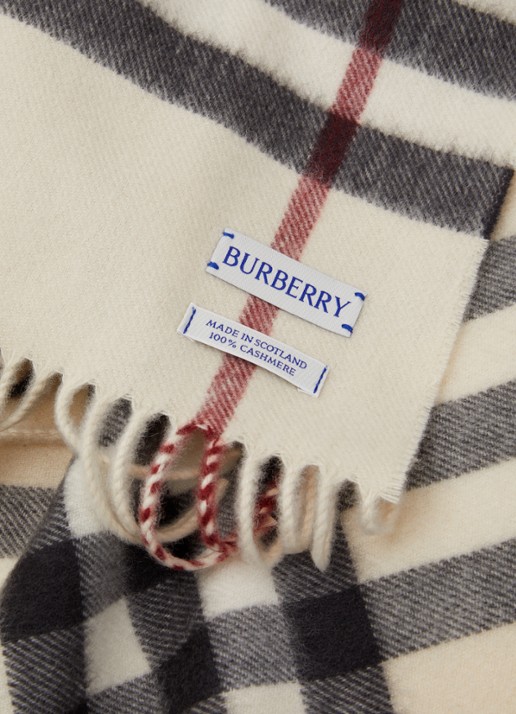 Burberry Sjaal van kasjmier met ruitdessin en franjes 170 x 30 cm  - detail 2 beige