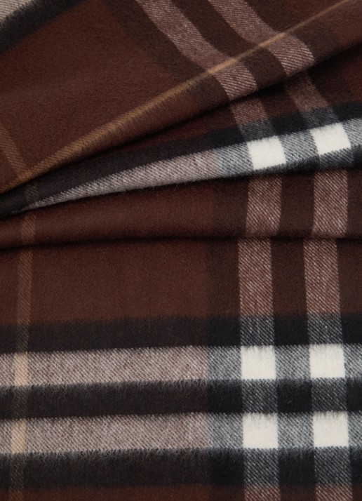 Burberry Sjaal van kasjmier met ruitdessin en franjes 170 x 30 cm  - detail 2 bruin