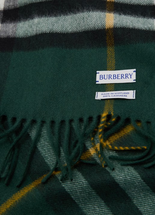Burberry Sjaal van kasjmier met ruitdessin en franjes 170 x 30 cm  - detail 2 groen
