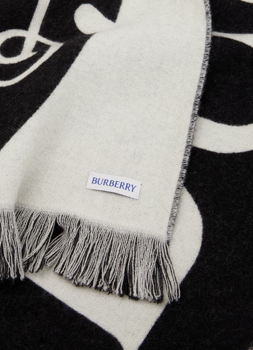 Burberry Sjaal van wol met logoprint 170 x 30 cm  - detail 3 zwart