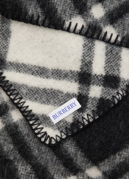 Burberry Sjaal van wol met ruitdessin 180 x 30 cm - detail 2 zwart