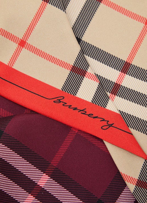 Burberry Sjaal van zijde 180 x 8 cm  - detail rood