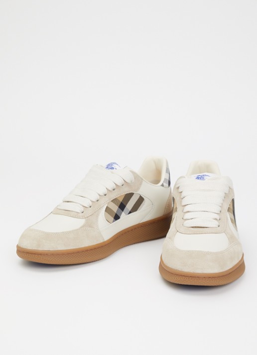 Burberry Sneaker van kalfsleer met kalfssuède details - detail 2 beige