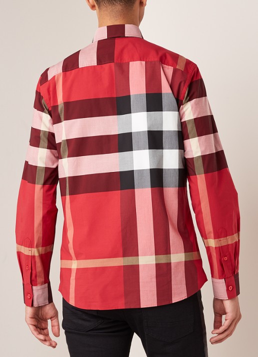 Burberry Somerton regular fit overhemd met ruitdessin - achterkant rood