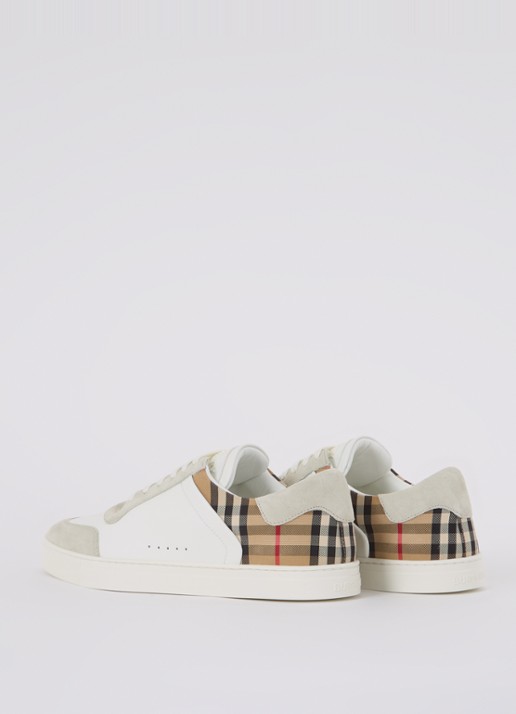 Burberry Stevie sneaker van kalfsleer met suède details - achterkant 5 wit