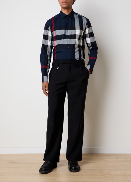 Burberry Summerton slim fit overhemd met ruitdessin  - voorkant 3 donkerblauw