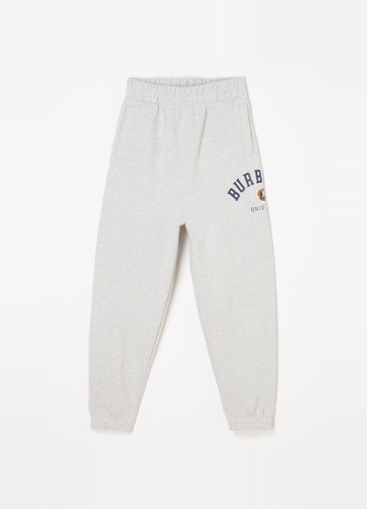 Burberry Tapered fit joggingbroek met logoprint en steekzakken  - voorkant grijsmele