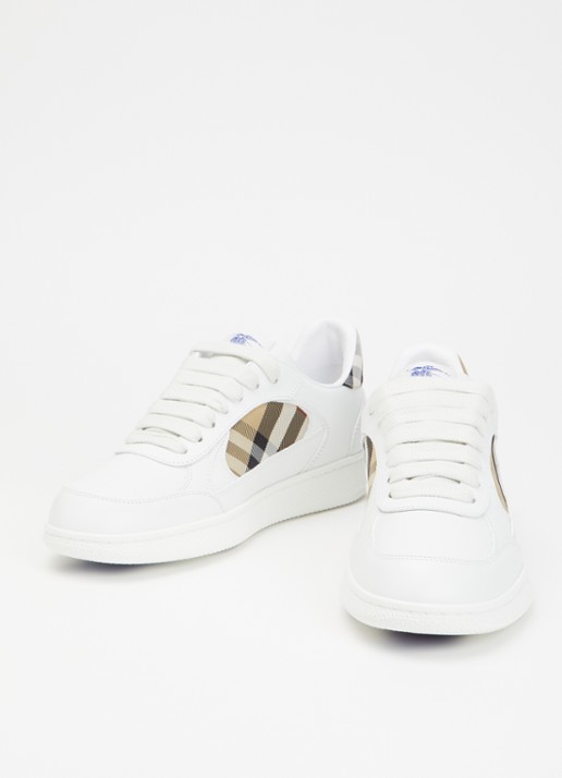 Burberry Terrace sneaker van kalfsleer met ruitdessin - detail 3 wit