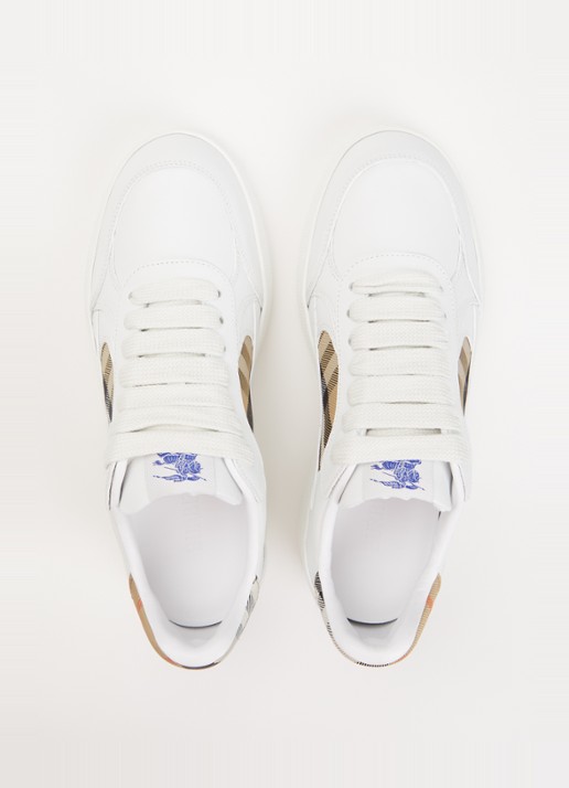 Burberry Terrace sneaker van kalfsleer met ruitdessin - detail 4 wit
