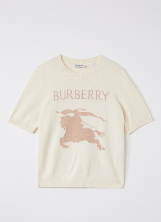 Burberry Thea fijngebreide top in wolblend met logo