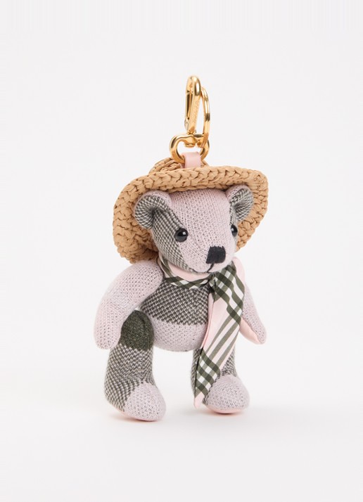 Burberry Thomas Bear tasbedel van wol met detail van raffia