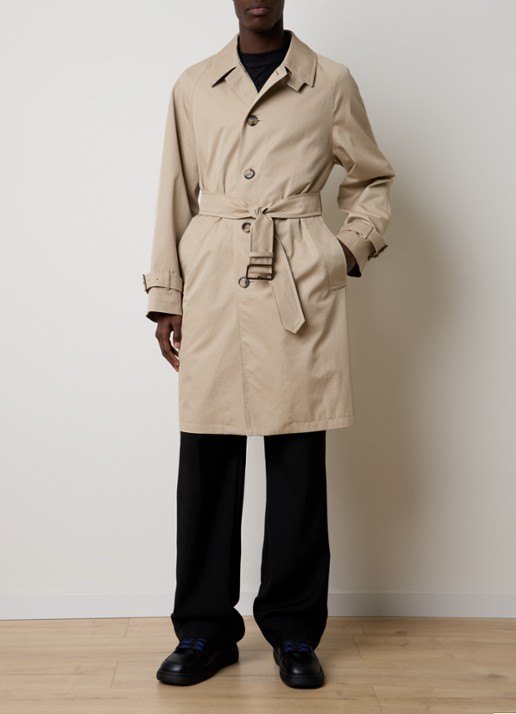 Burberry Trenchcoat met strikceintuur en steekzakken - voorkant 6 beige