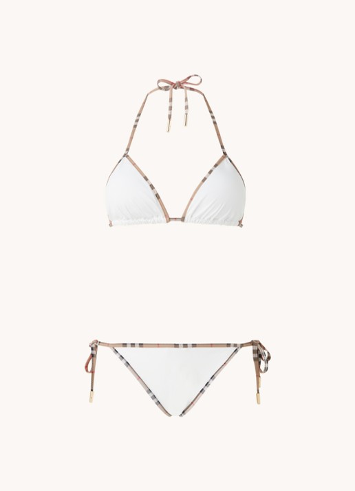 Burberry Triangel bikinitop met uitneembare padding en bikinislip in set - voorkant 2 wit