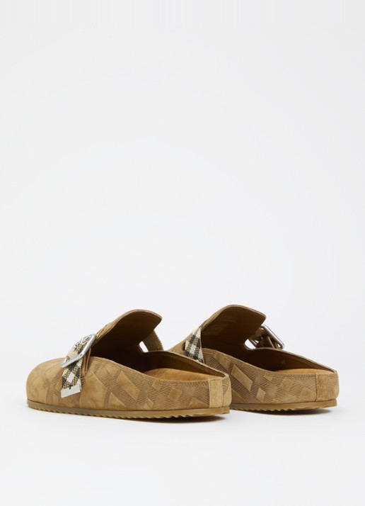 Burberry Urchin muiltje van kalfssuède met gespdetail - achterkant beige