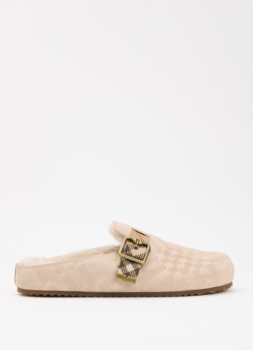 Burberry Urchin muiltje van kalfssuède - voorkant beige