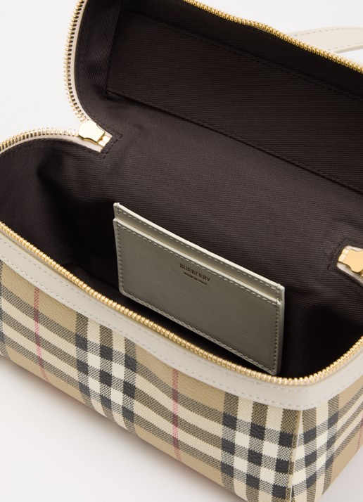 Burberry Vanity handtas met details van kalfsleer en afneembare schouderriem - detail 3 zand