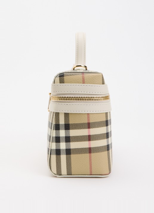 Burberry Vanity handtas met details van kalfsleer en afneembare schouderriem - detail 4 zand