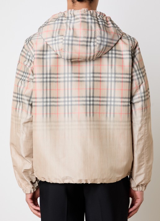 Burberry windjack met ruitdessin en capuchon - achterkant 6 beige